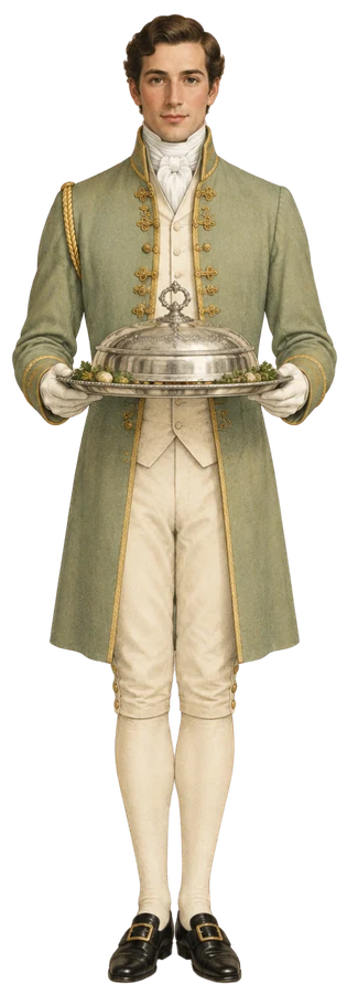 A footman with a silver cloche