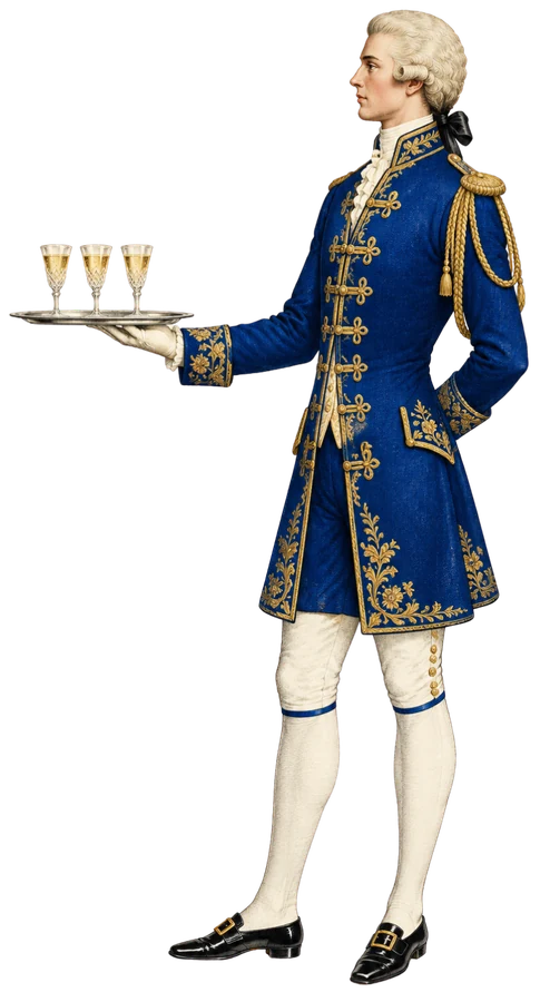 A footman of the French table, with champagne